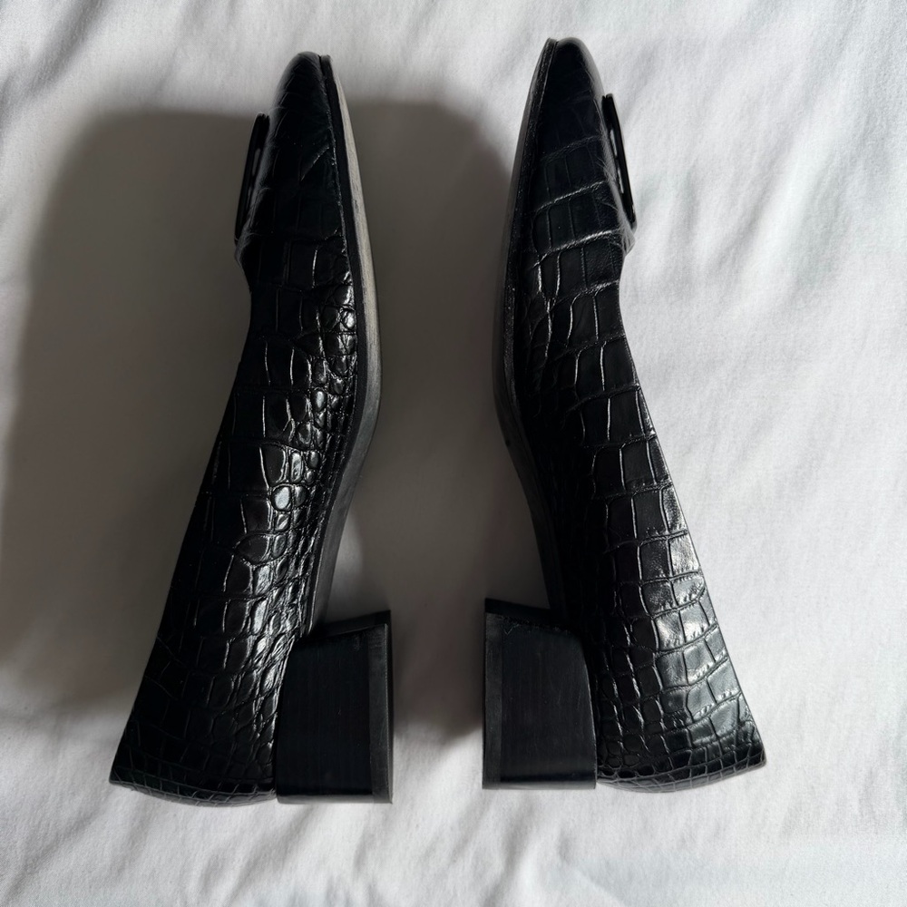 Tory Burch "Georgia" Pump Black Croc-Embossed Leather Pump Heel 7 Women's - Picture 10 of 16